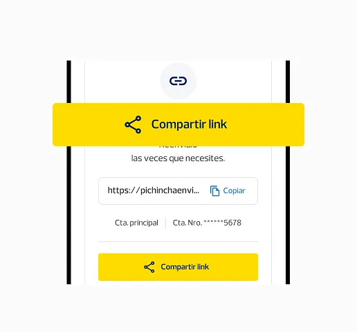 Compártelo con la persona que quieres que te envíe el dinero.