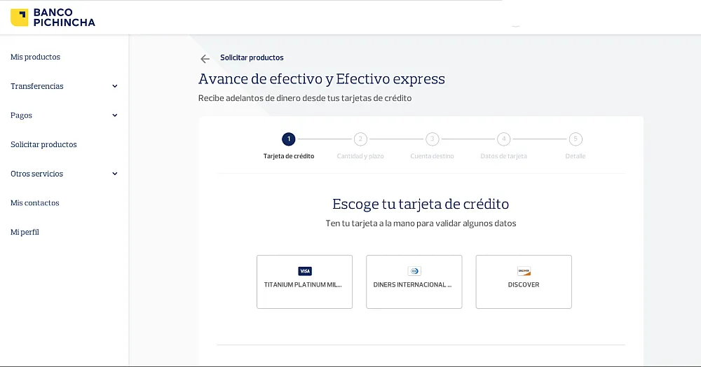 El avance de efectivo y el efectivo express están disponibles en Banca Web