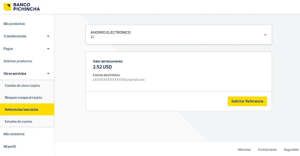 Referencias bancarias disponibles en Banca Web