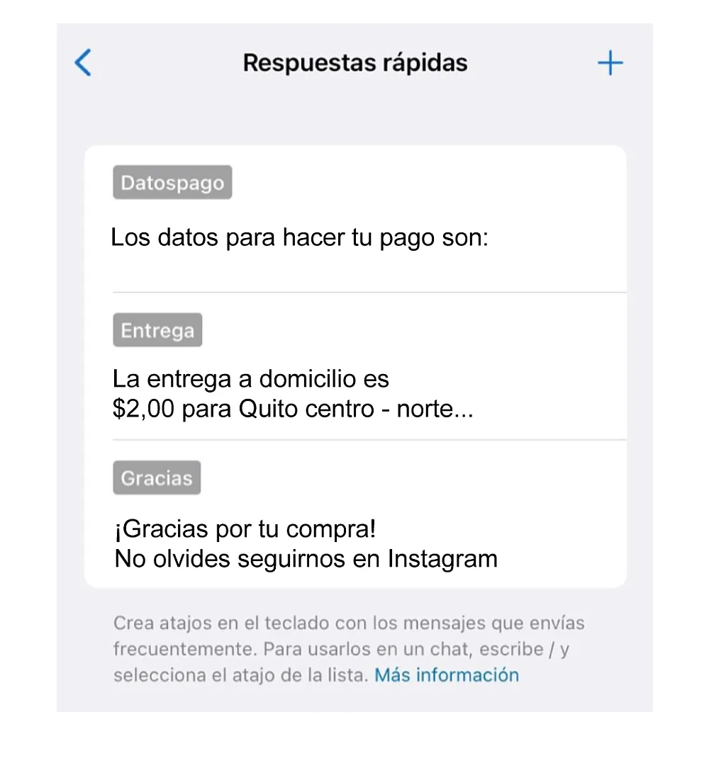 Crear respuestas rápidas en Whatsapp Business para tu negocio