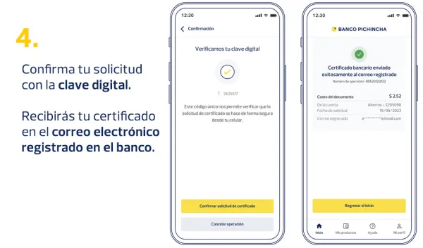 Paso 4 para obtener el certificado bancario en Banca Móvil.